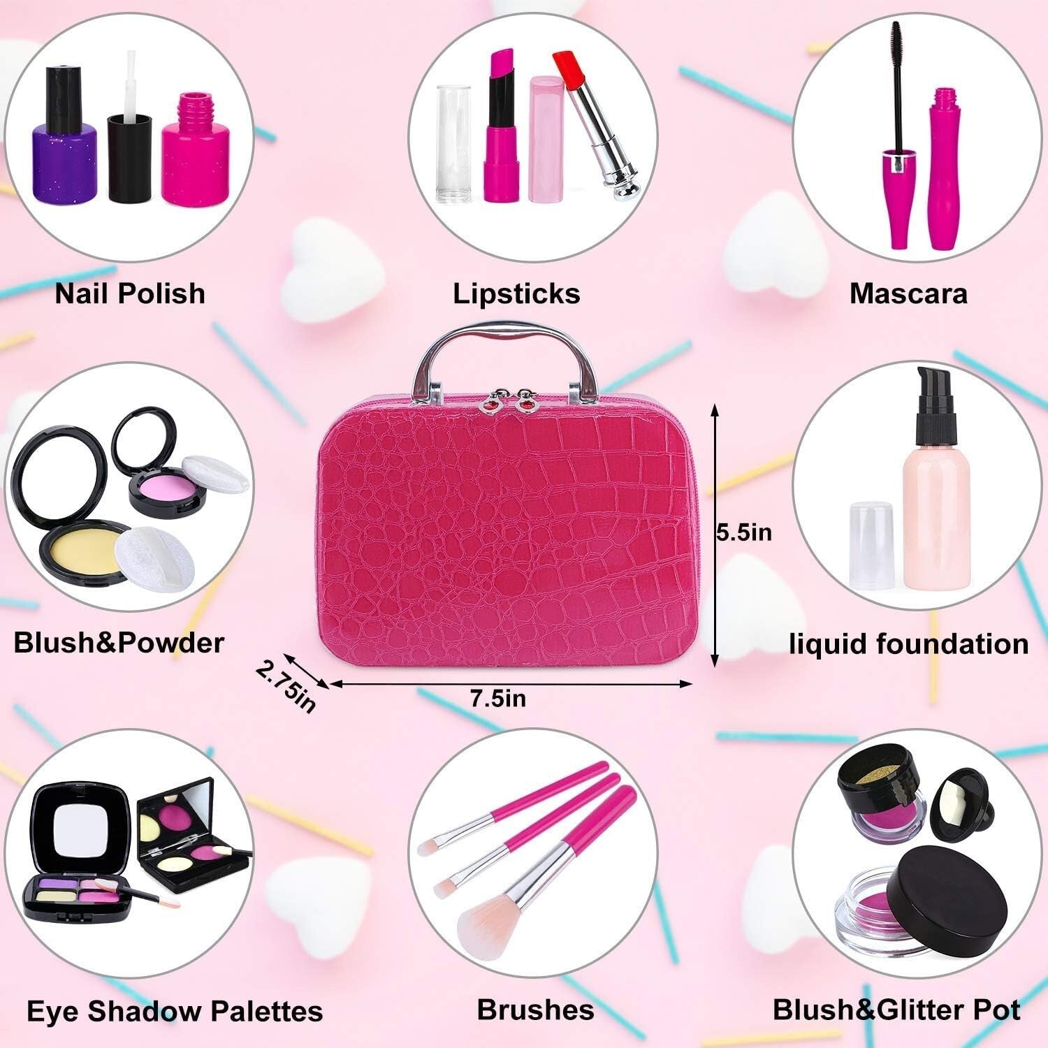 Deluxe Makeup Toy Set for Kids - 2 Pack with Compact Cosmetic Bag for Easy Play