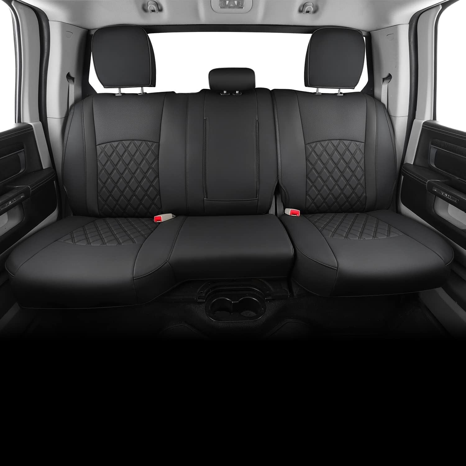 Custom Fit Faux Leather Rear Bench Seat Covers for 2011-2025 RAM Trucks