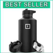 Load image into Gallery viewer, Double-Walled Sports Water Bottle with 3 Leak-Proof Lids - 64 oz Stainless Steel