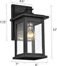 Load image into Gallery viewer, Sturdy 2 Pack Outdoor Wall Lights - 12 Inch Black Lanterns for Wet Locations