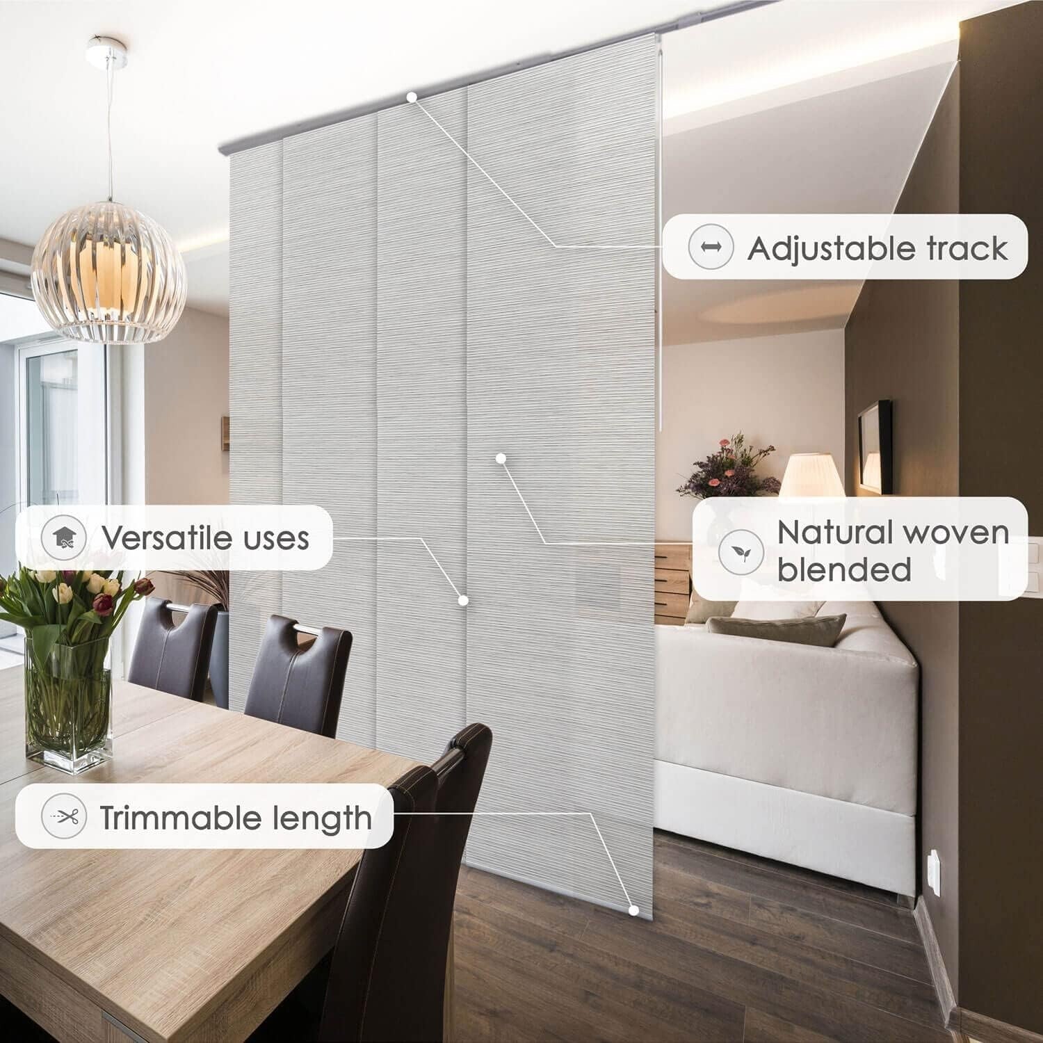 Home Transforming Vertical Blinds - 4 Panels, DIY Installation, Marble Pattern