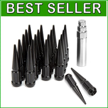 Load image into Gallery viewer, 12mmx1.5 Wheel Spike Lug Nuts – Durable Closed End Nuts with Socket Key