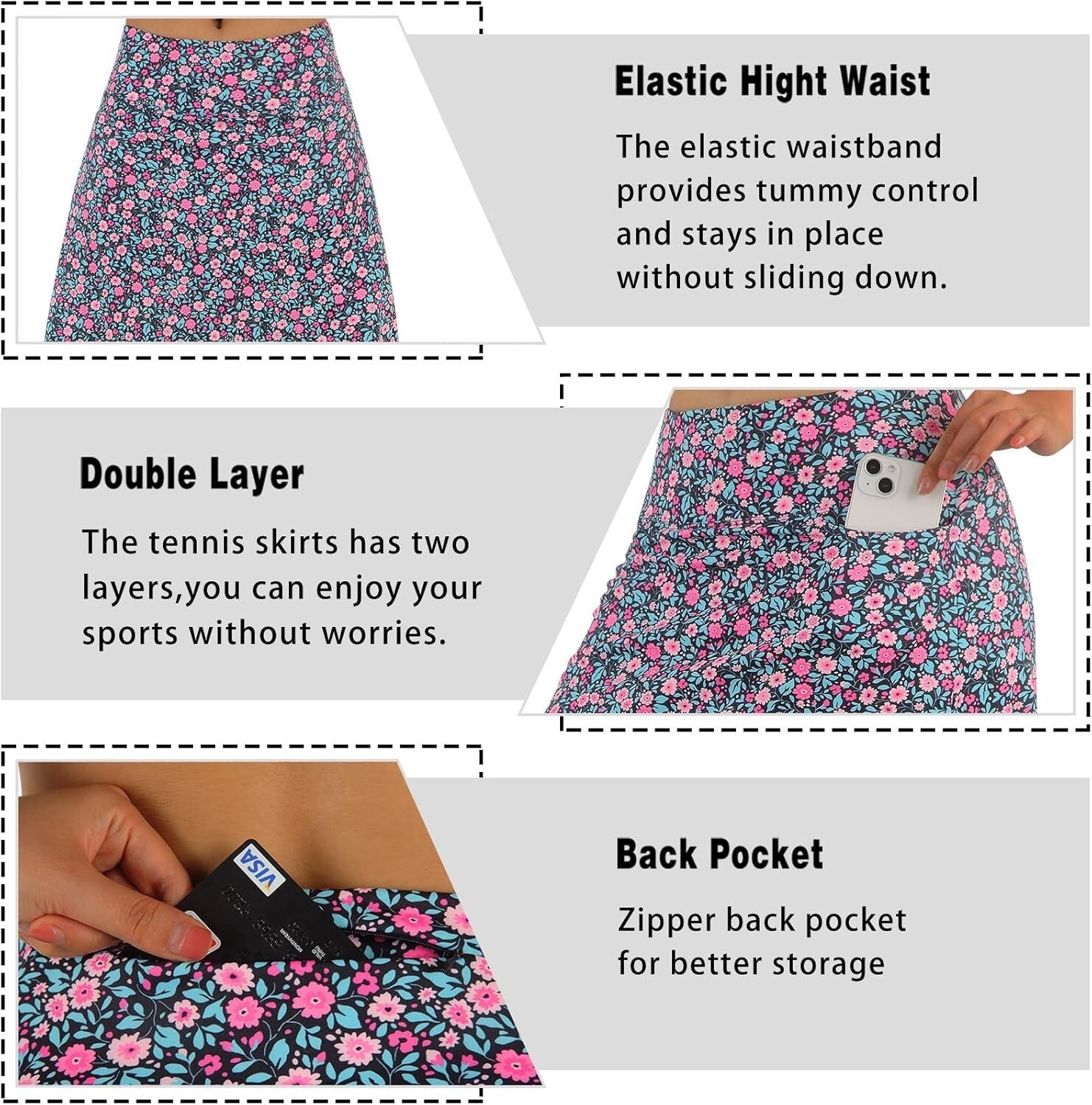 Breathable & Trendy Women's Athletic Skorts with Liner Shorts and Pockets