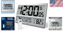 Load image into Gallery viewer, Versatile Jumbo LCD Atomic Clock with Dual Installation &amp; Weatherproof Sensor