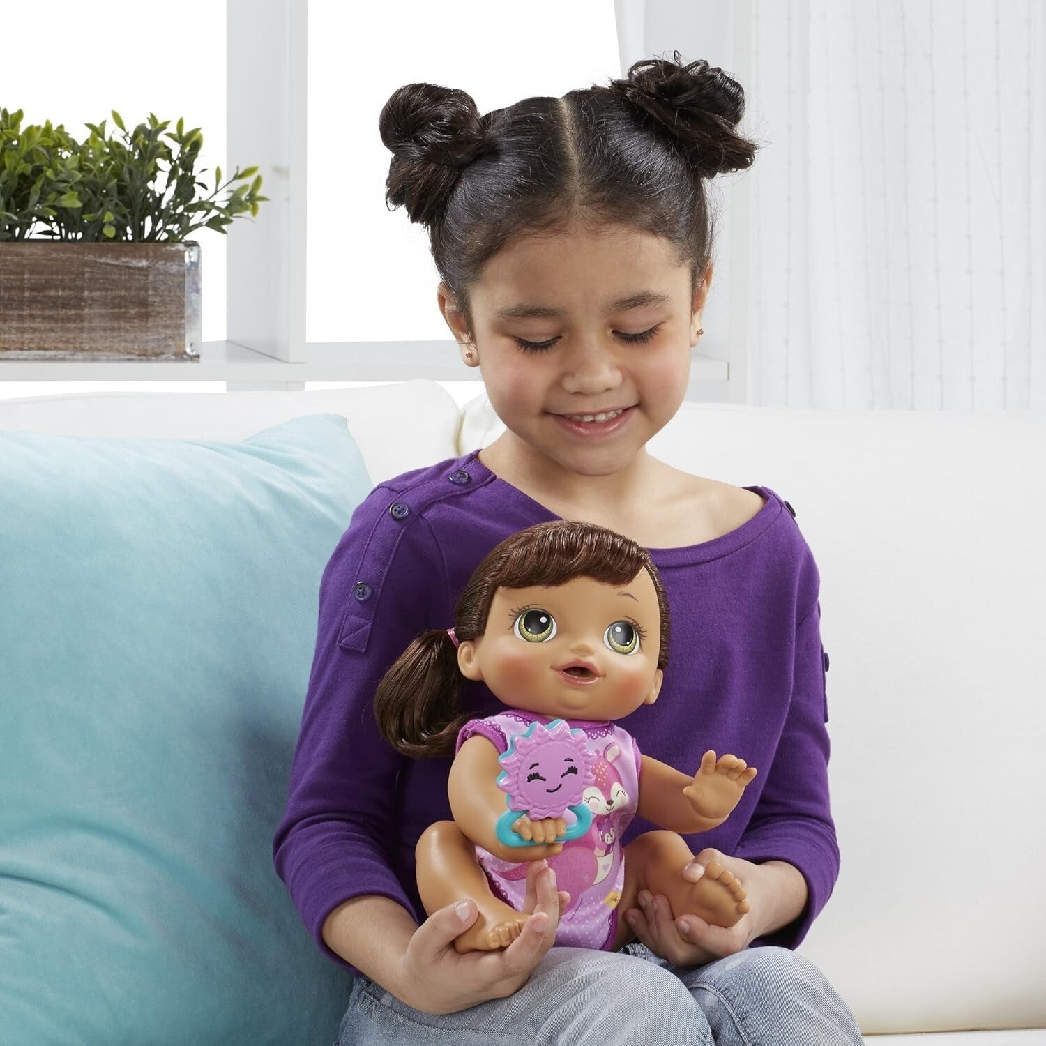 Baby Go Bye Bye Brunette - Fun Talking and Crawling Doll with Accessories
