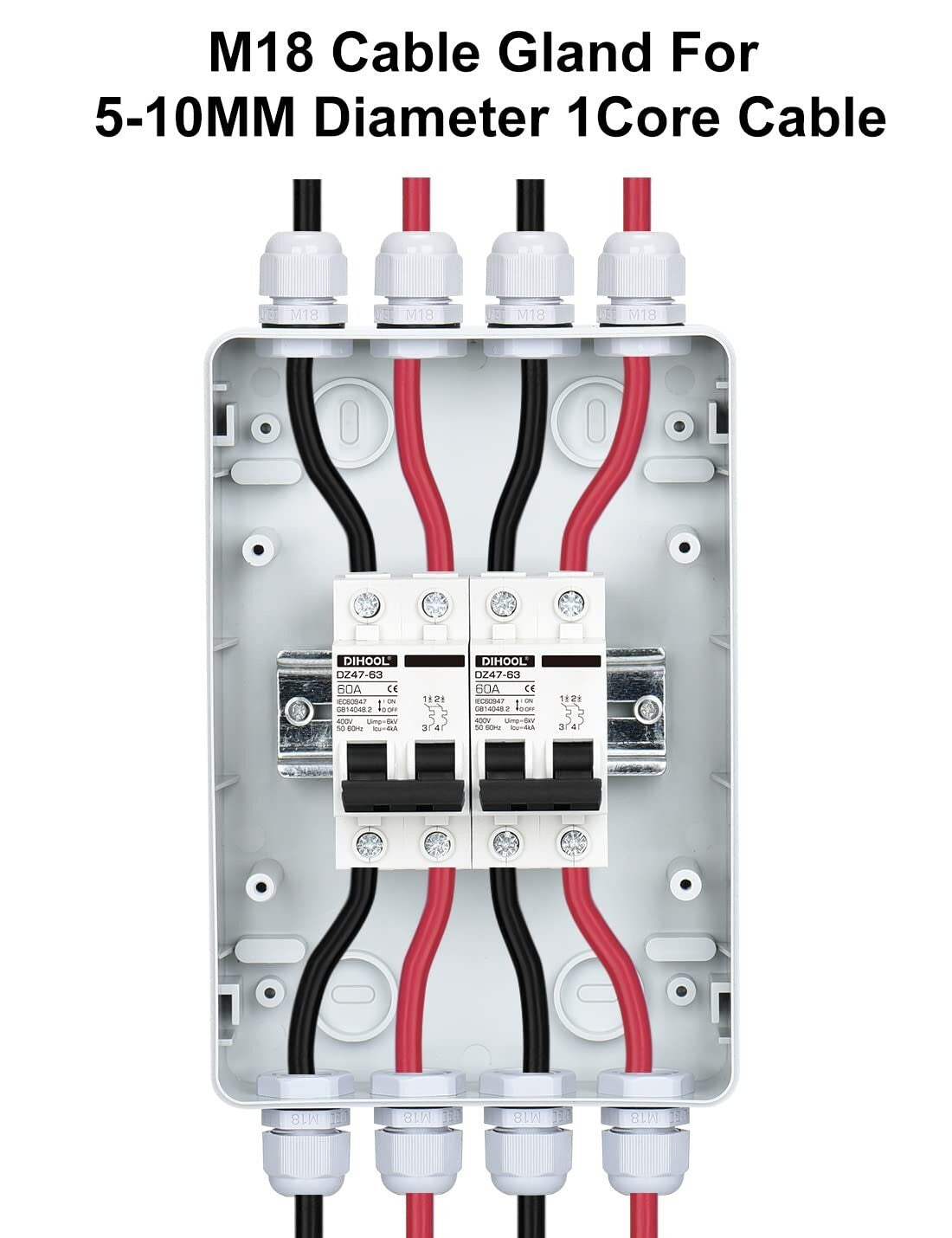 IP65 Waterproof 60 Amp Circuit Breaker Box with Transparent Monitoring Cover