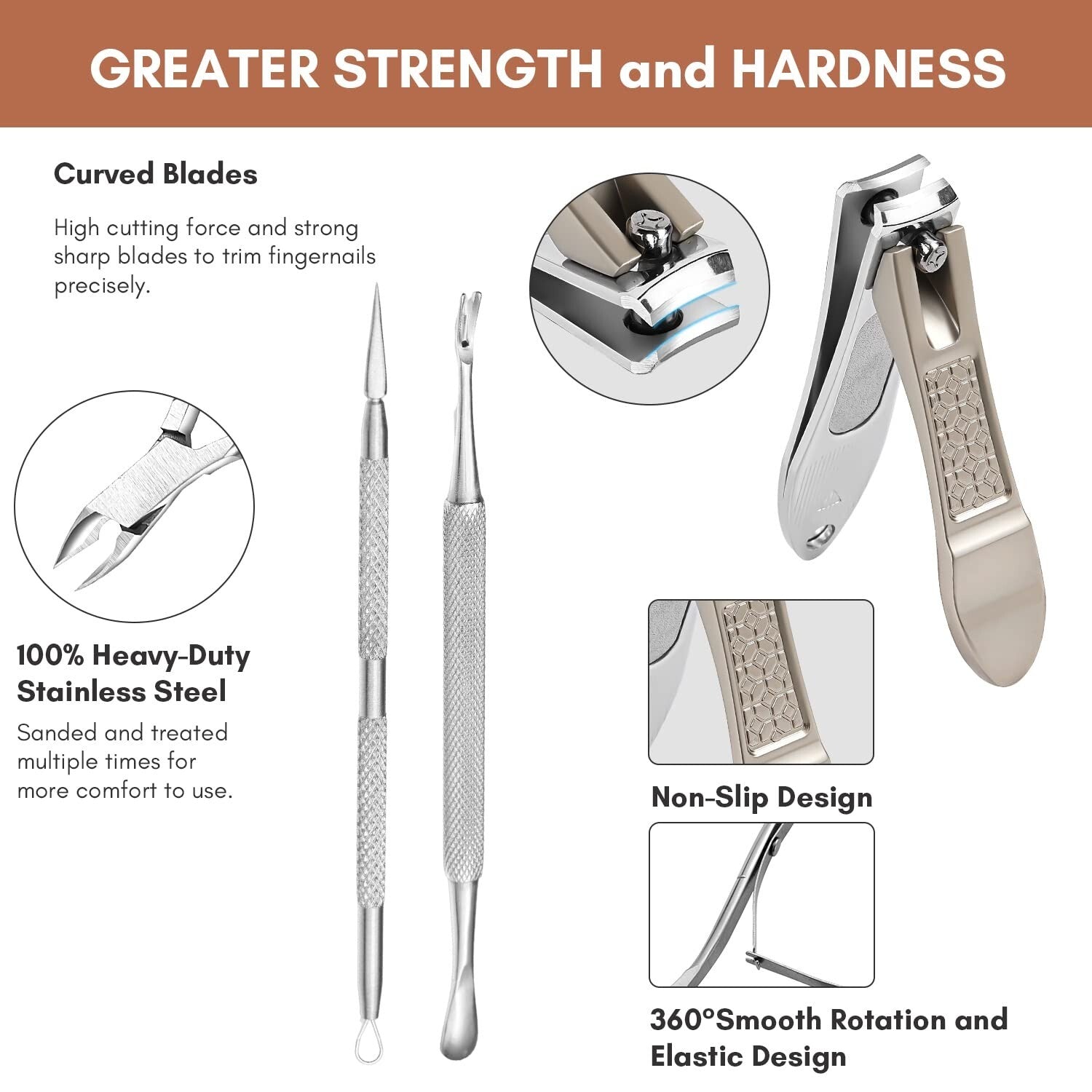 Ergonomic 8-Piece Manicure Kit for Men with Travel Case - Ultimate Grooming Gift