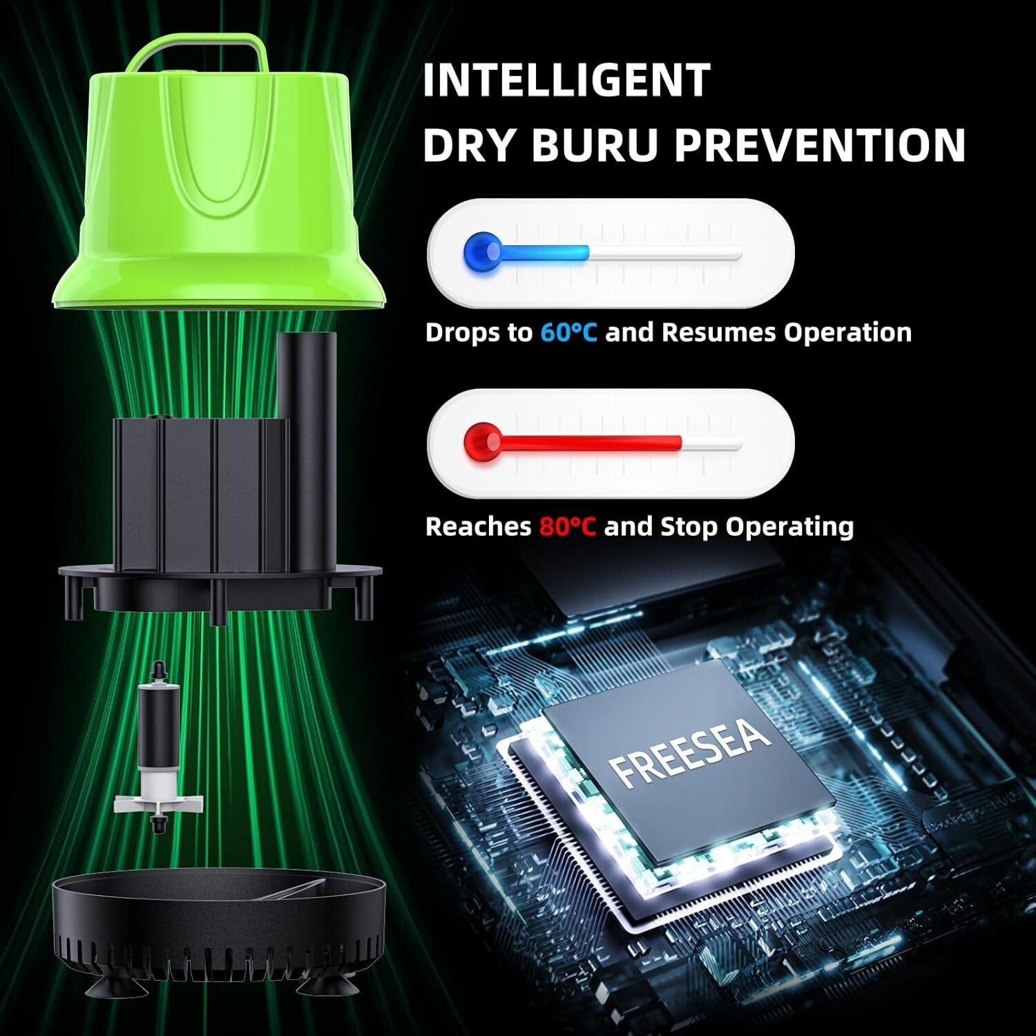 Efficient Submersible Pump for Fish Tanks, Ponds & Hydroponic Systems - 1100 GPH