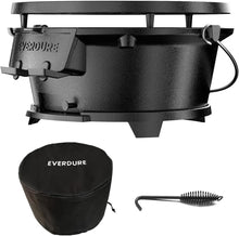 Load image into Gallery viewer, Compact Tabletop Cast Iron Grill &amp; Griddle - Charcoal Powered for Perfect Meals