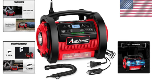 Versatile Air Pump with Digital Display & Dual Power Options, Ideal for Travel