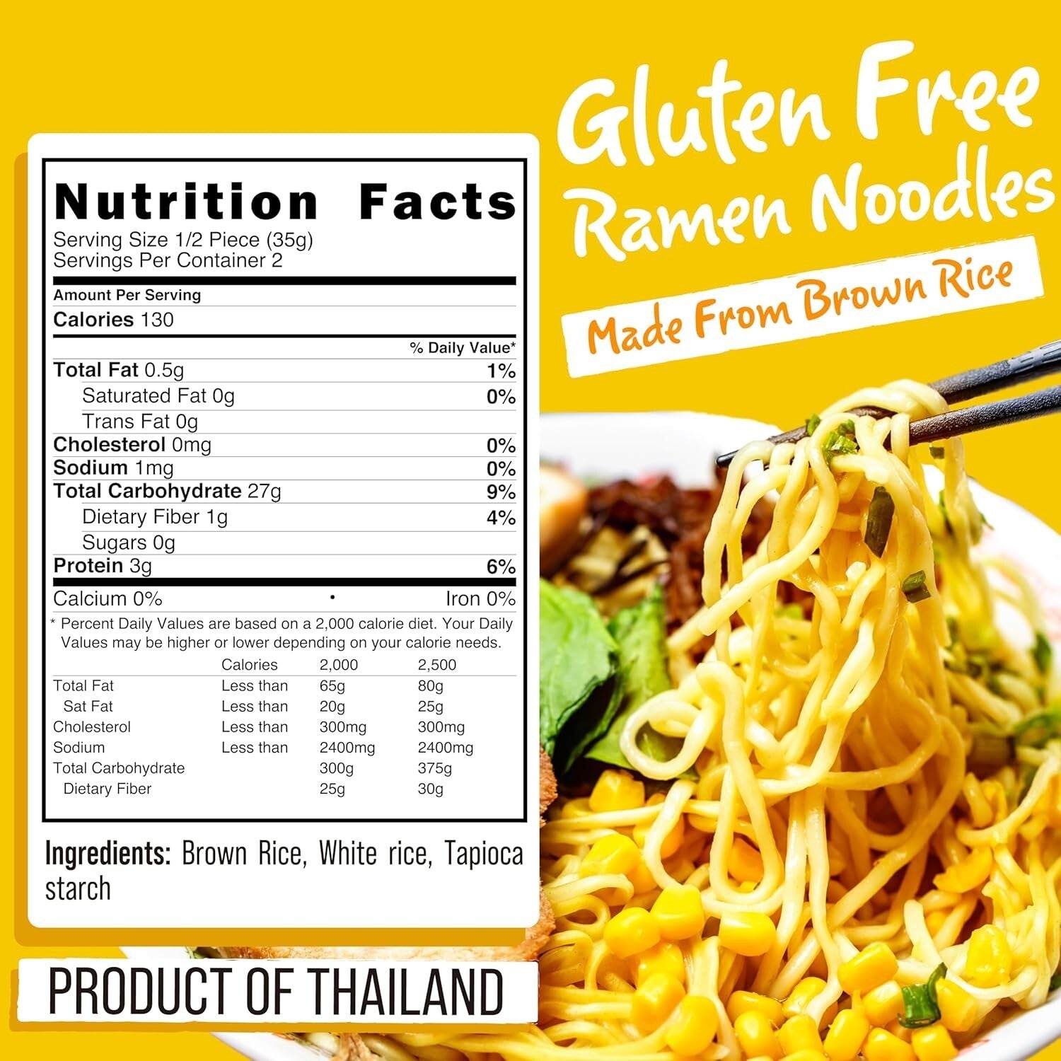 Gluten-Free Ramen Noodles Bulk Pack - 48 Plain Brown Rice Noodles, Low Sodium