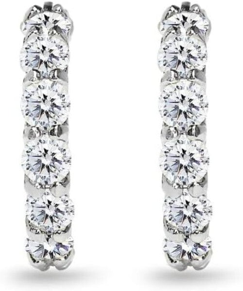 Classic Sterling Silver 16mm AAA CZ Small Hoop Earrings for Women - Gift Boxed