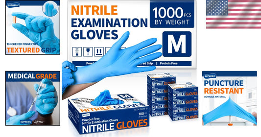 1000 Pack of Blue Nitrile Disposable Gloves - Tactile Sensitivity and Protection
