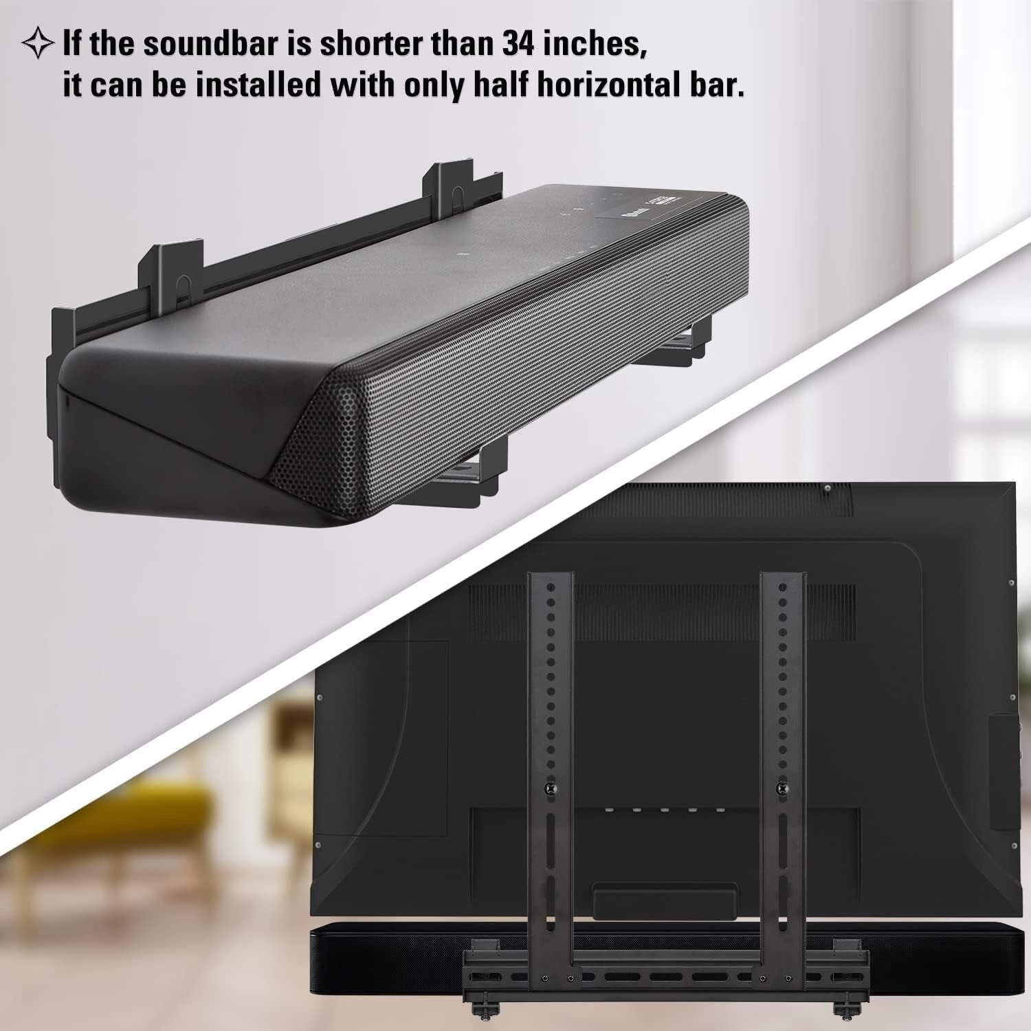 Easy Install Soundbar Holder with Non-Slip Base, Fits Most TVs and Walls