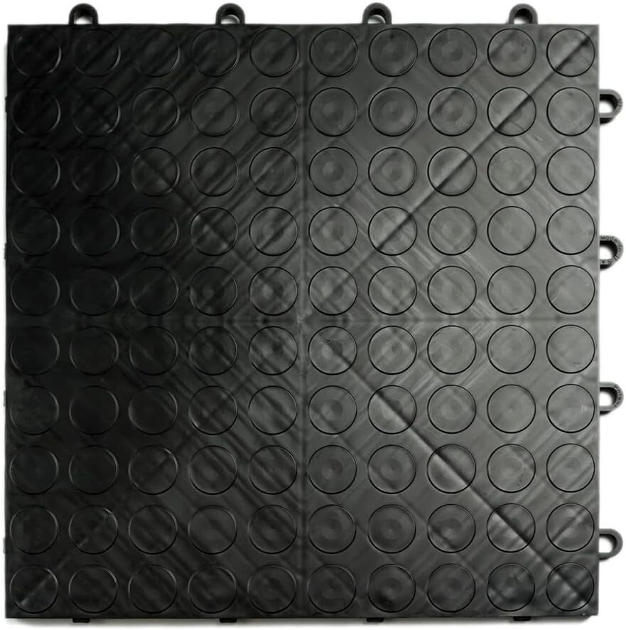 Durable Interlocking Garage Flooring Tiles - 48 Pack Non-Slip Copolymer Black
