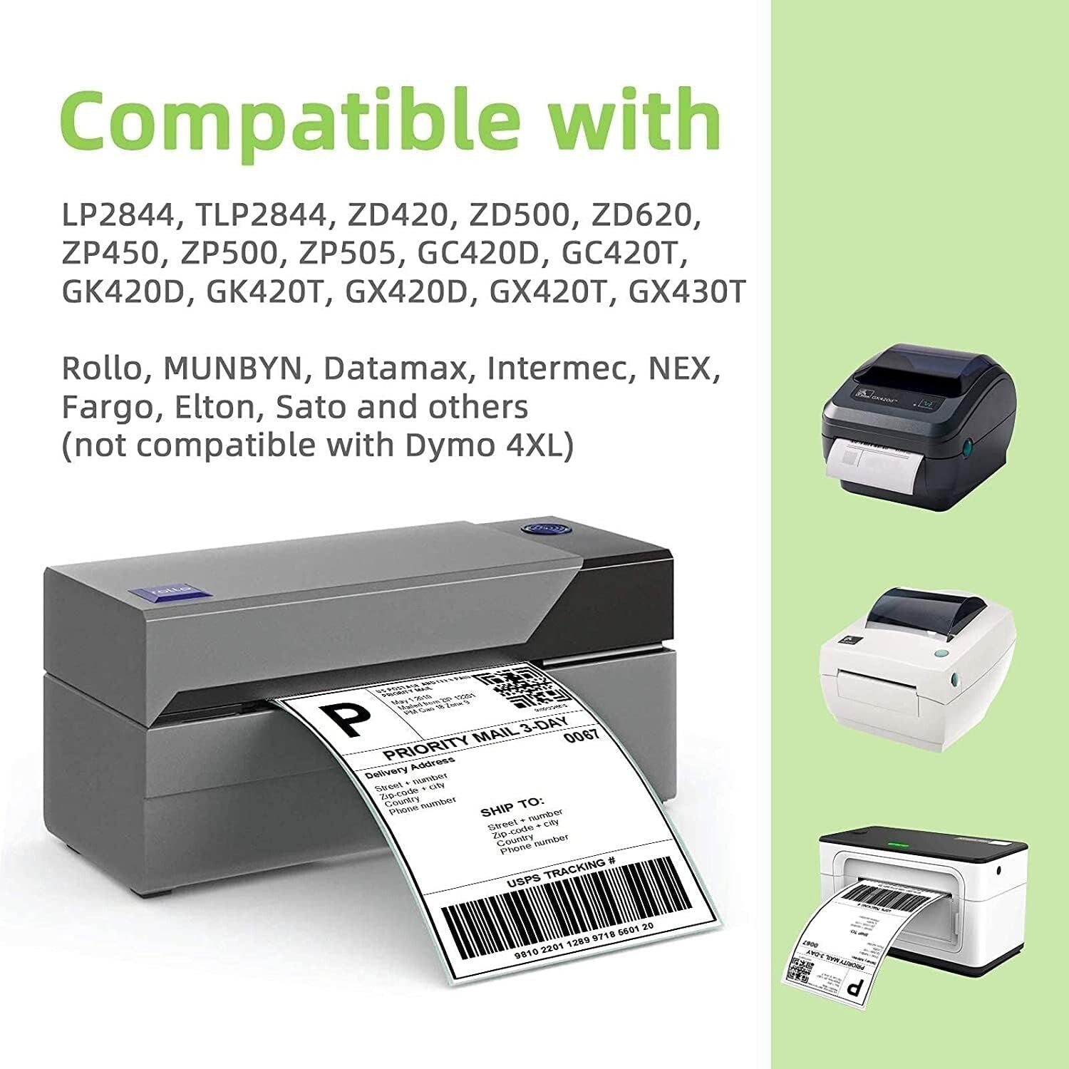 Adhesive 2" x 1" Direct Thermal Labels Compatible with Rollo & Zebra Printers