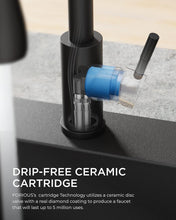 Load image into Gallery viewer, Farmhouse Style Matte Black Kitchen Faucet with Pull Down Sprayer &amp; LED Features