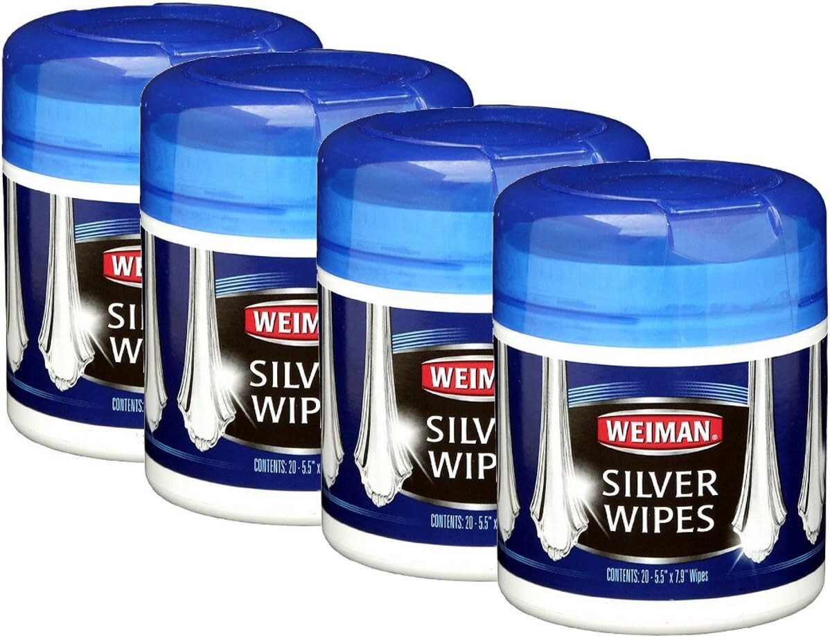 Ammonia-Free Silver Wipes Pack of 4 - 20 Wipes for Instant Shine and Protection