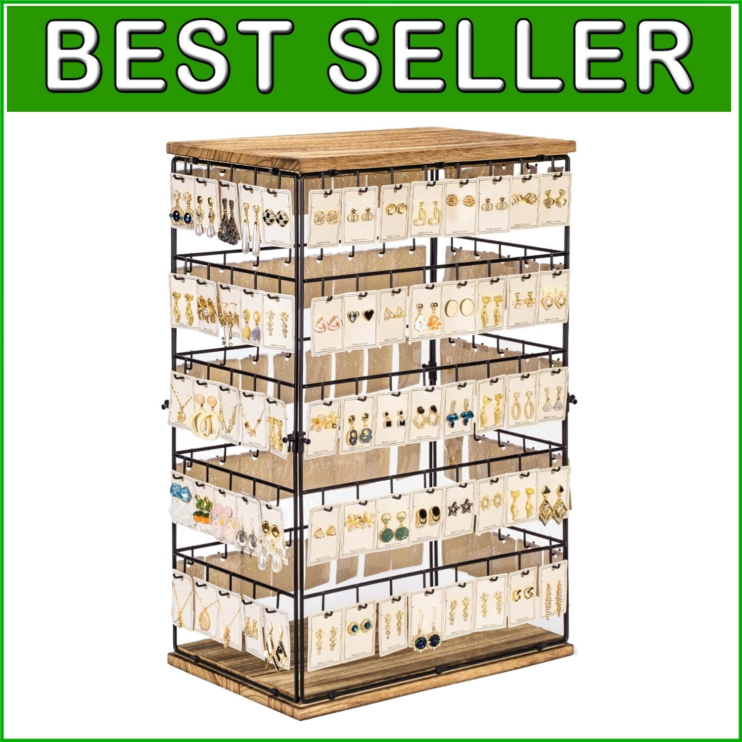 Large Rustic Earring Rack 26" H with 5-Tier Design - Ideal for Selling Jewelry