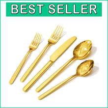 Load image into Gallery viewer, Luxury Gold Silverware - 20-Piece Flatware Set, Dishwasher Safe &amp; Elegant Design