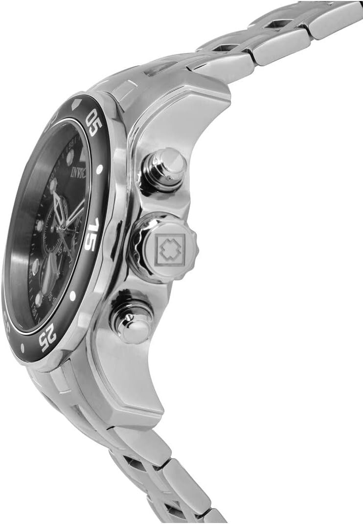 Luxury Men's Pro Diver Watch with Stainless Steel Band and Flame Fusion Crystal