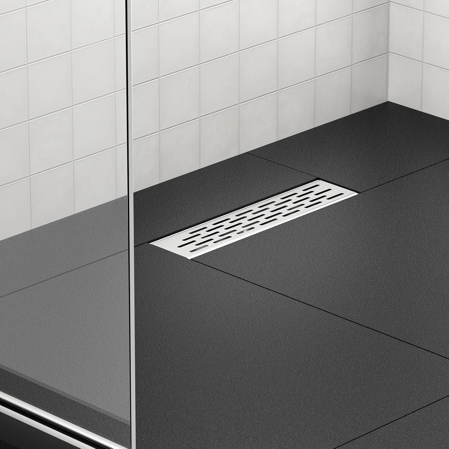 304 Stainless Steel Square Shower Drain: 12-Inch Drainage with Hair Strainer