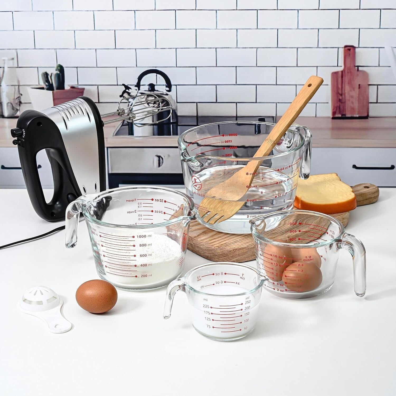 Versatile Kitchen Glass Measuring Cups, Set of 4 - Dishwasher and Microwave Safe