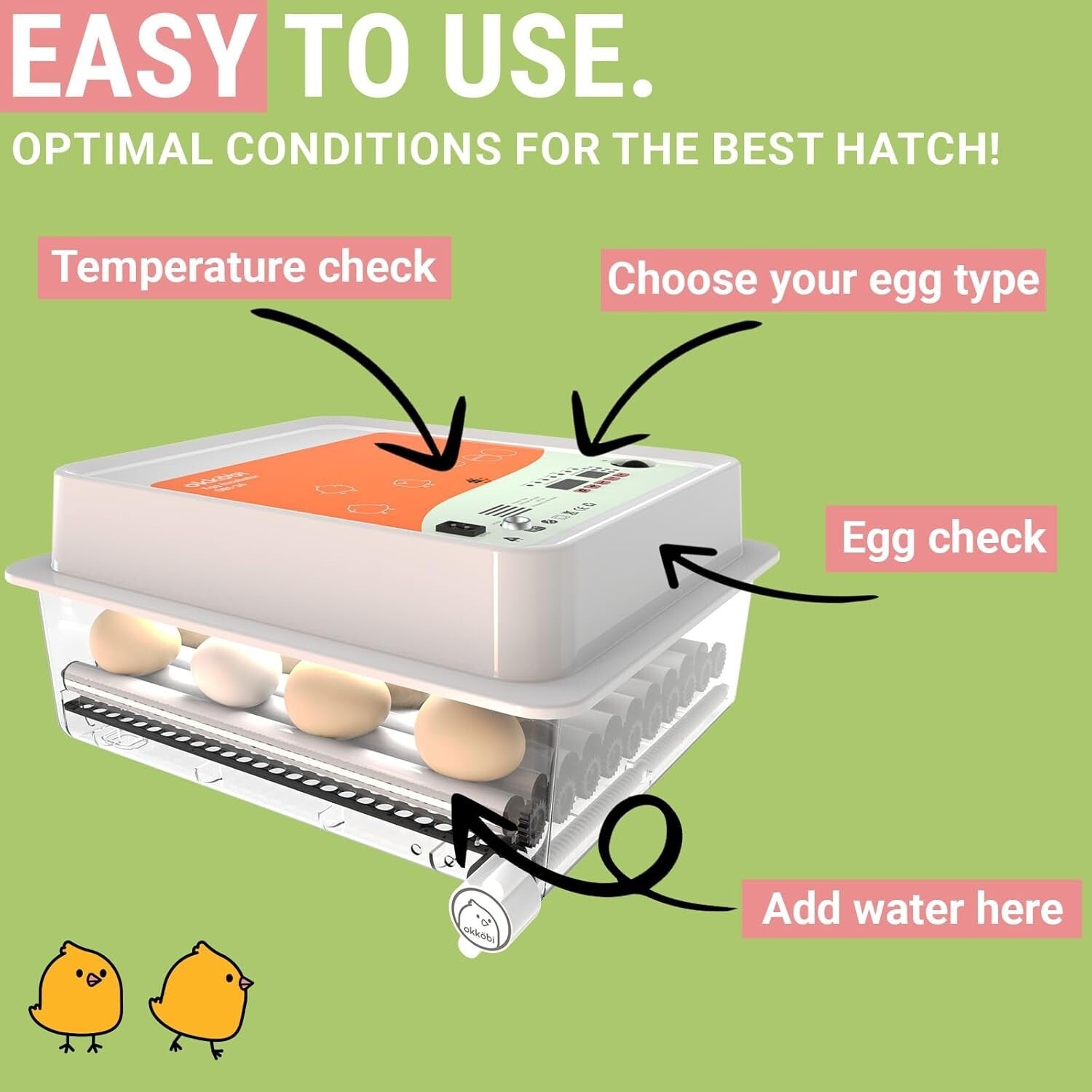 36 Egg Hatching Incubator with Digital Control & Integrated Egg Candler Included