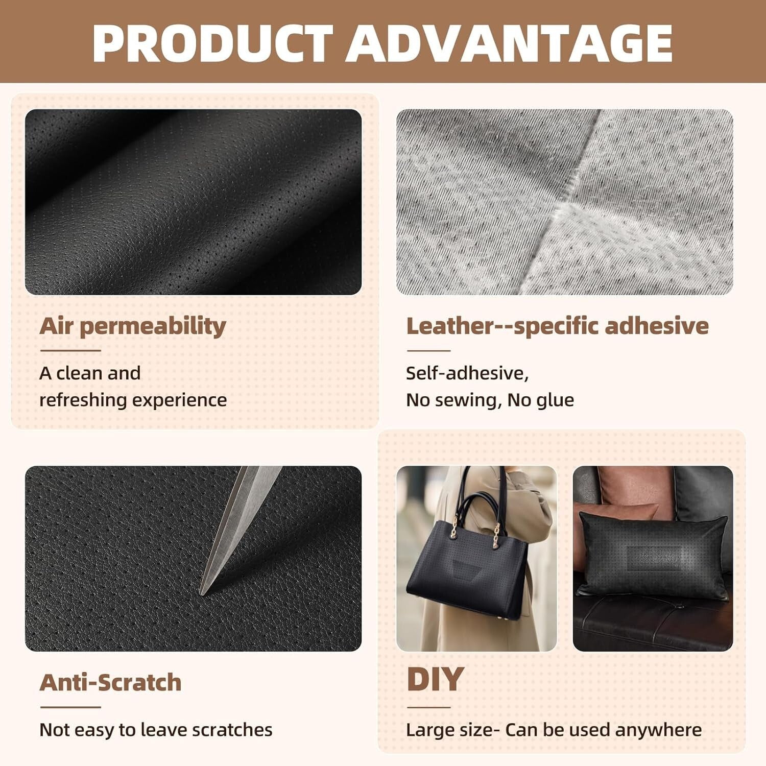 Versatile Black Leather Repair Patch, 35X79 Inch - No Residue & Strong Adhesion