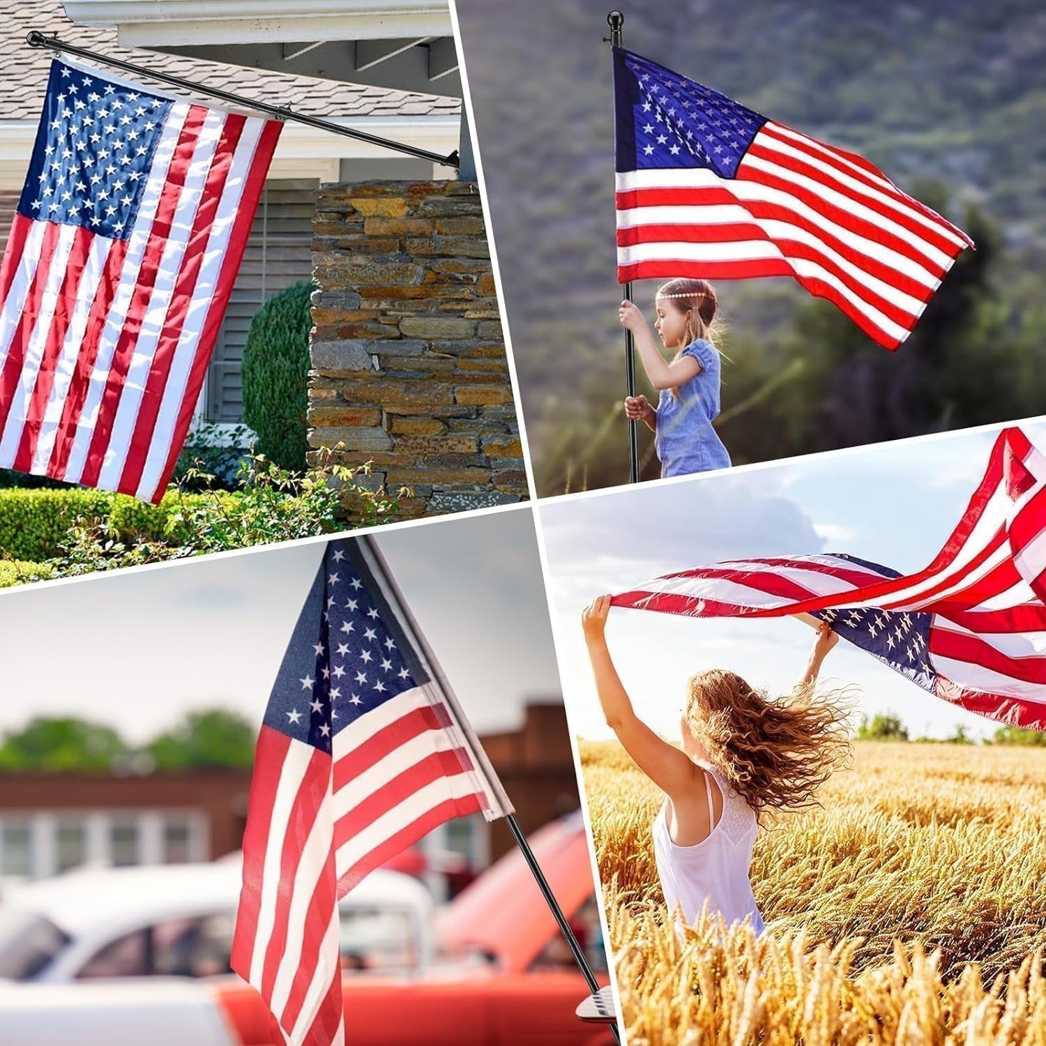 Durable Outdoor Flag Kit - 4x6 Embroidered Flag with 6ft Rust-Resistant Pole