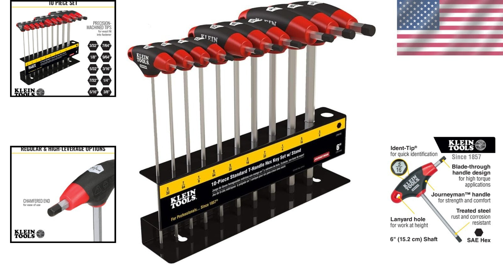 Durable T-Handle Allen Wrench Set with Organized Metal Stand - 10 Sizes Included