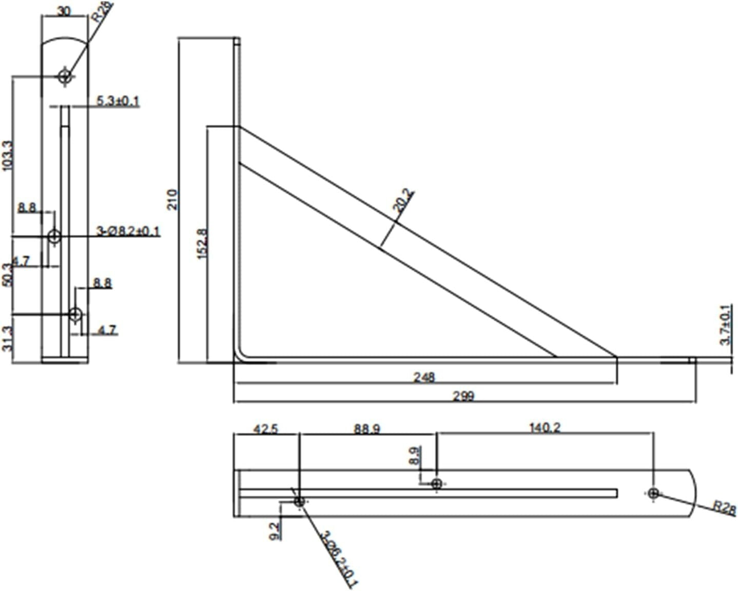 Durable Black Steel Shelf Brackets, 10-Pack 12" x 8" Heavy Duty 600 lb Support
