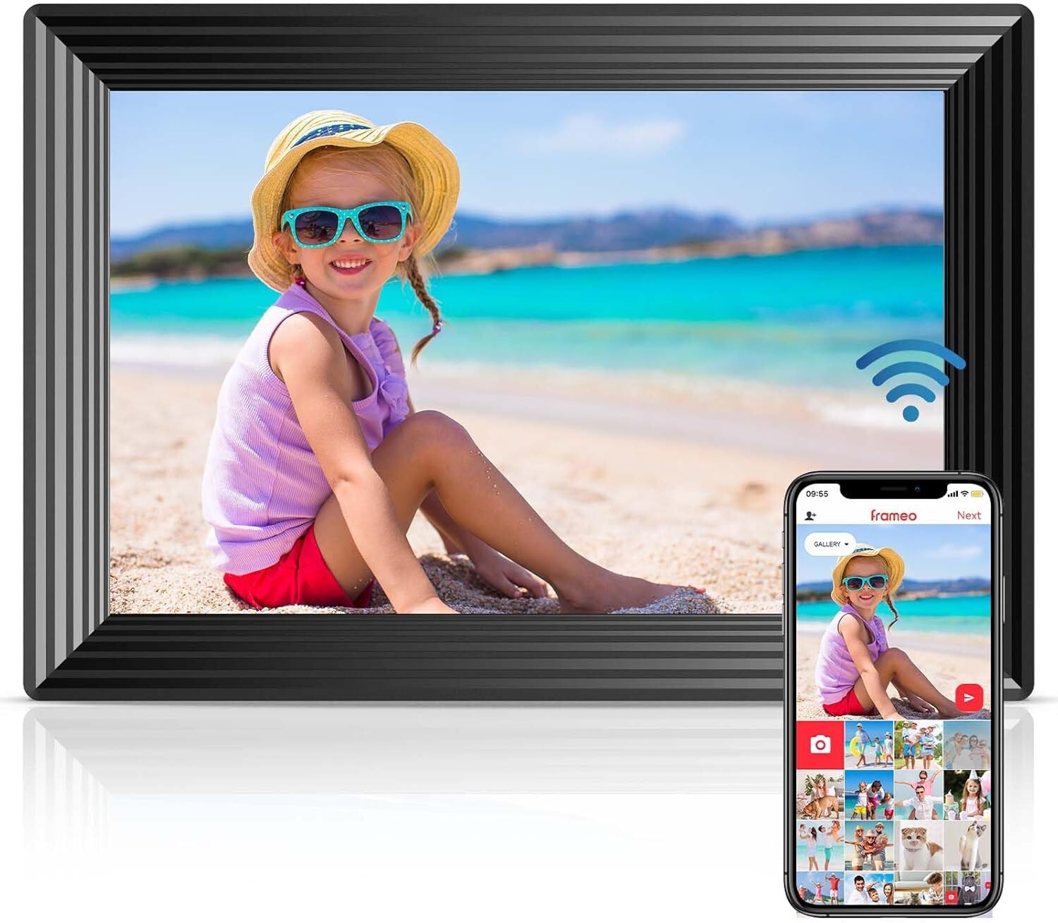 Versatile 10.1" WiFi Digital Frame with Detachable Holder - View Your Memories