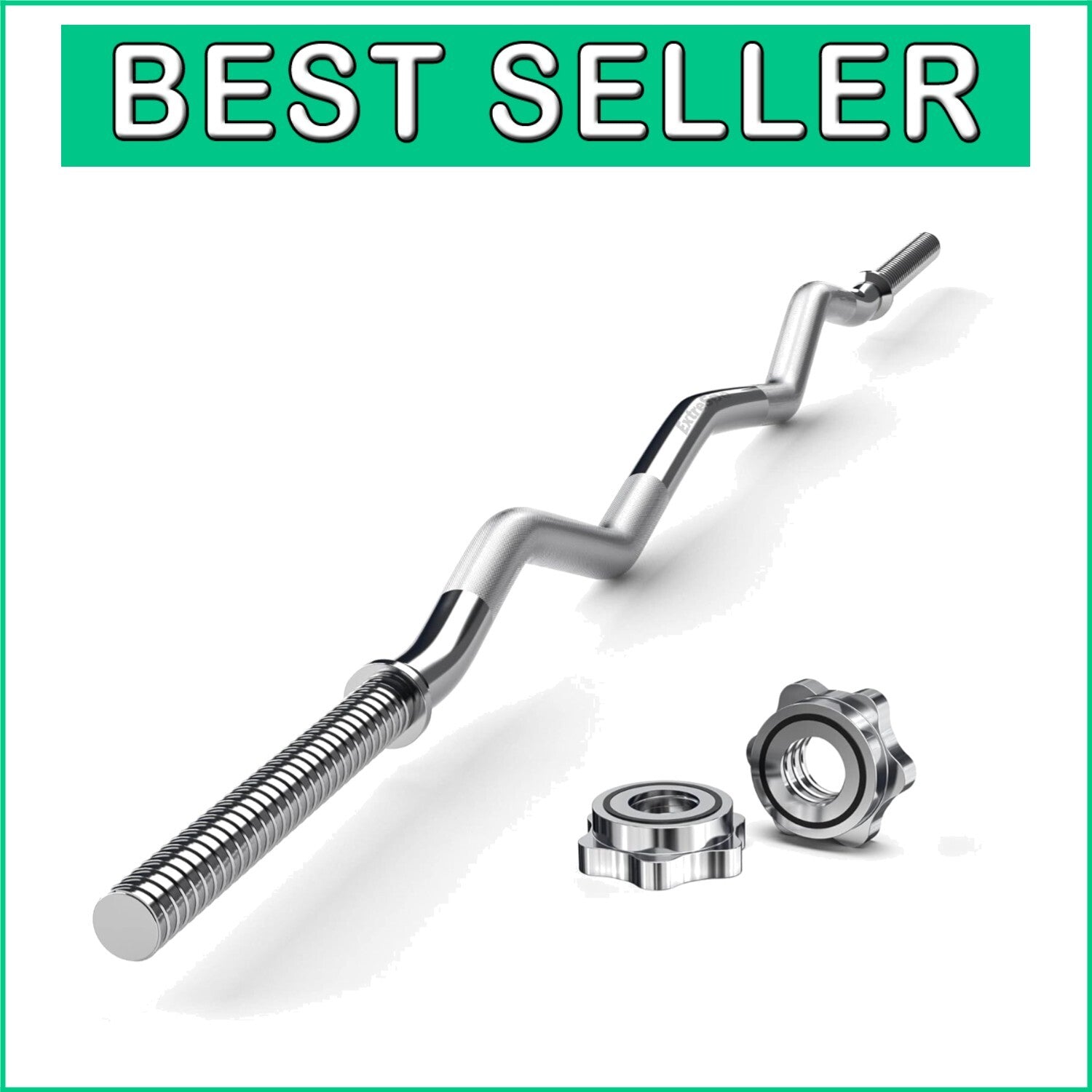 Nickel-Plated 47" EZ Curl Bar with Non-Slip Grip - Ideal for Strength Training