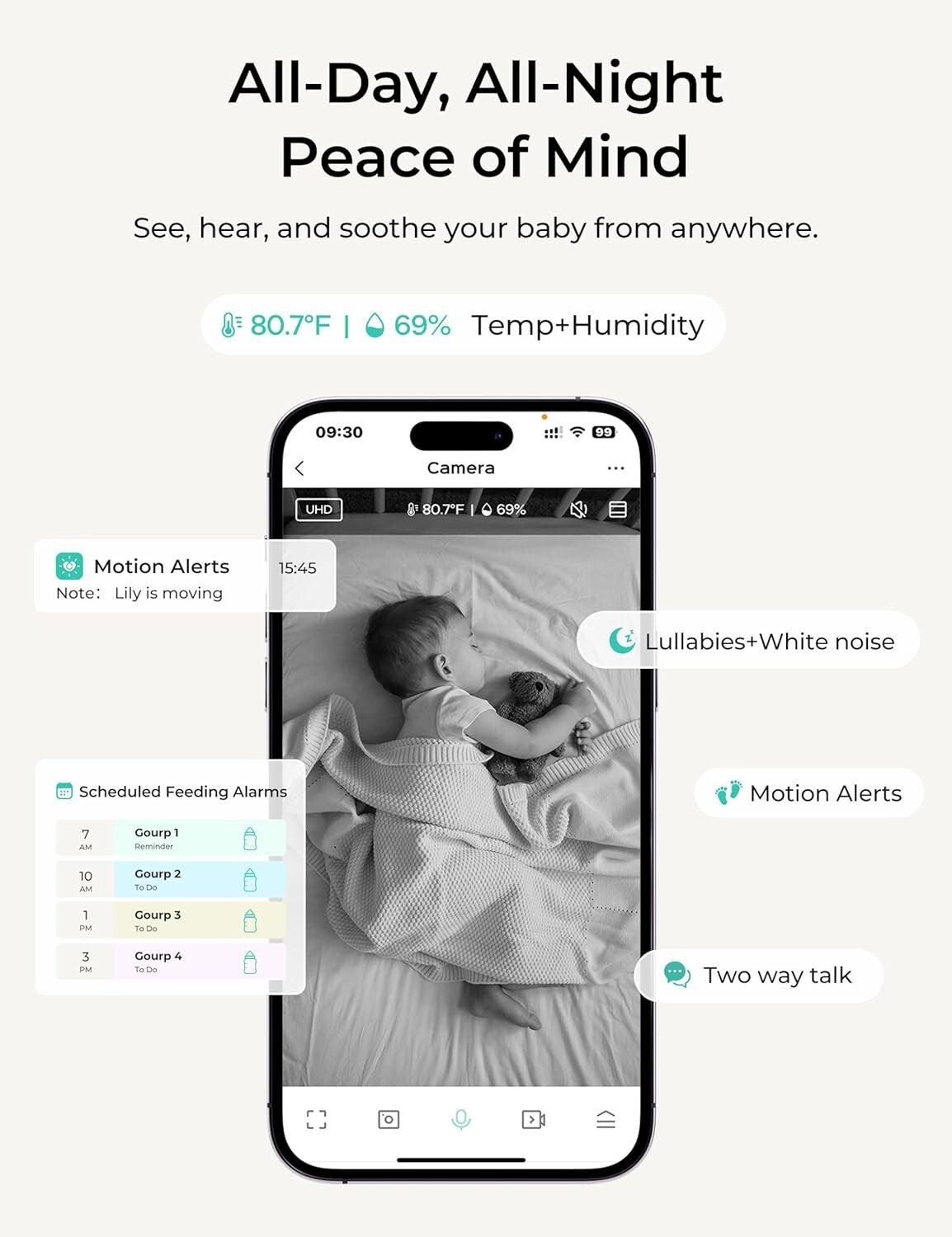 Advanced 1080P WiFi Baby Monitor with Motion Alerts & Triple Security Features