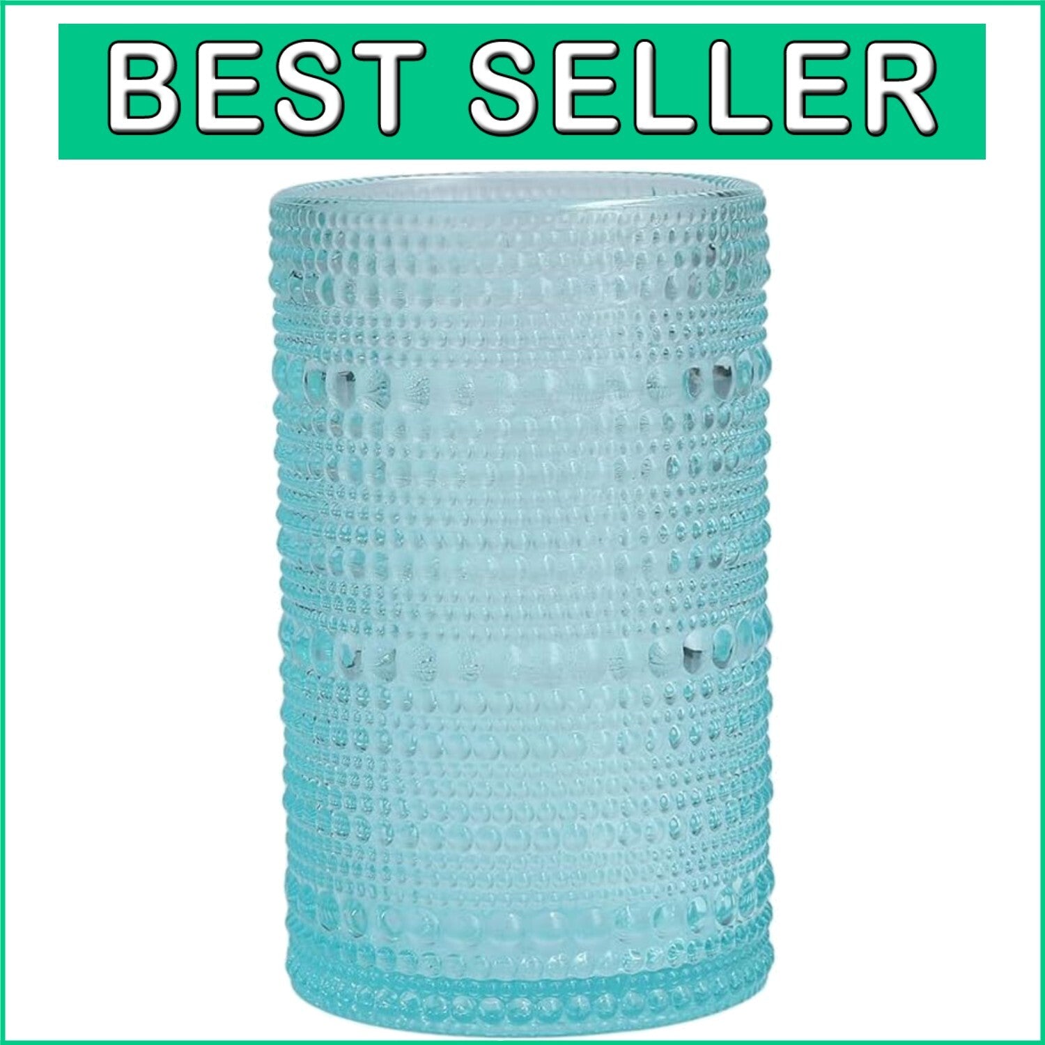 Elegant 13 Ounce Hobnail Glass Set of 6 - Dishwasher Safe Pool Blue Drinkware