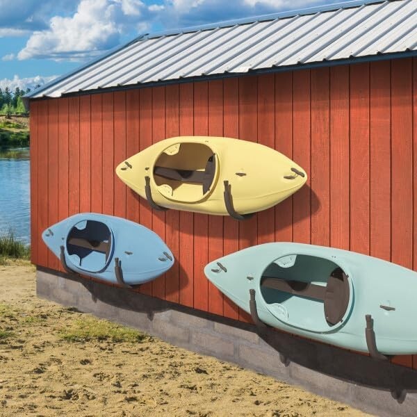 2-Pack Kayak Storage Hook Set - Wall Mount Hangers, 100lb Capacity - Black