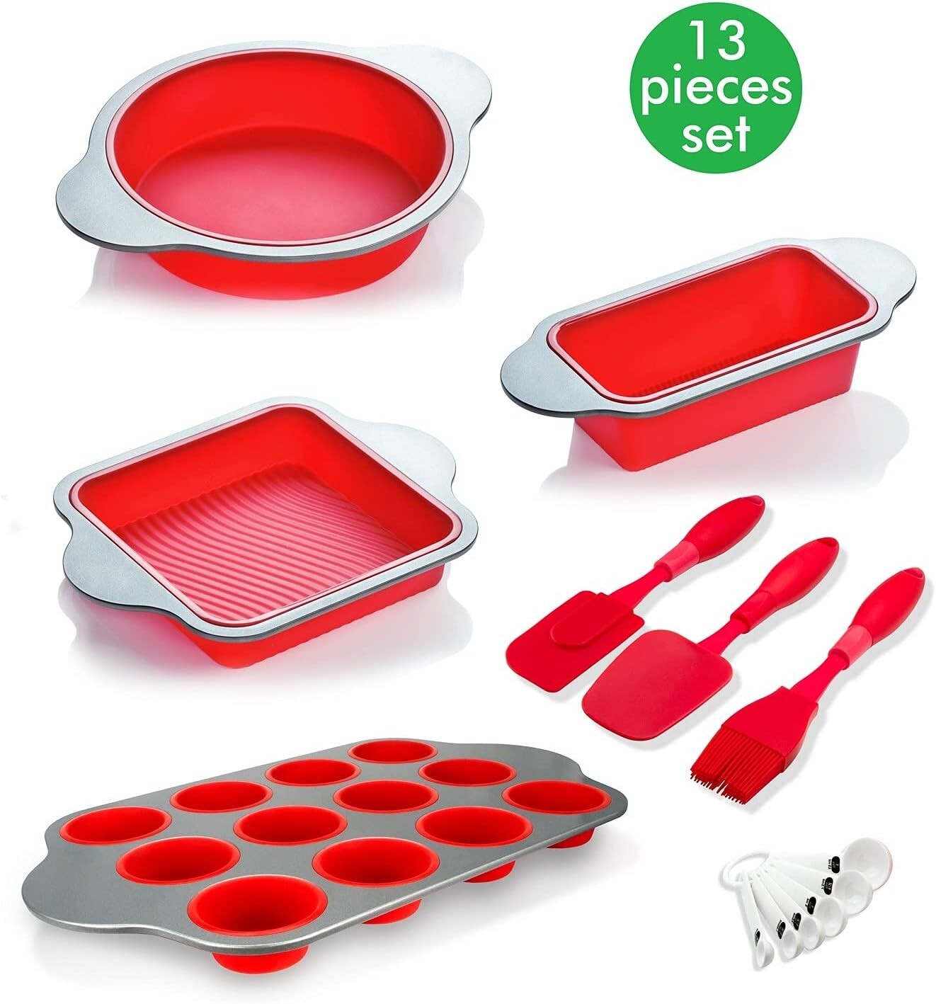 13-Piece Non-Stick Silicone Bakeware Set - Oven, Freezer, and Dishwasher Safe