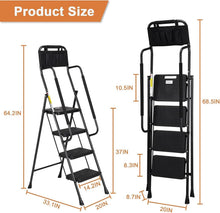 Load image into Gallery viewer, 330 lbs Folding Step Stool with Handrails &amp; Tool Bag for Safety and Convenience