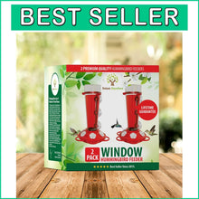 Load image into Gallery viewer, No-Leak Window Hummingbird Feeders with 3 Interchangeable Flower Colors - 2 Pack