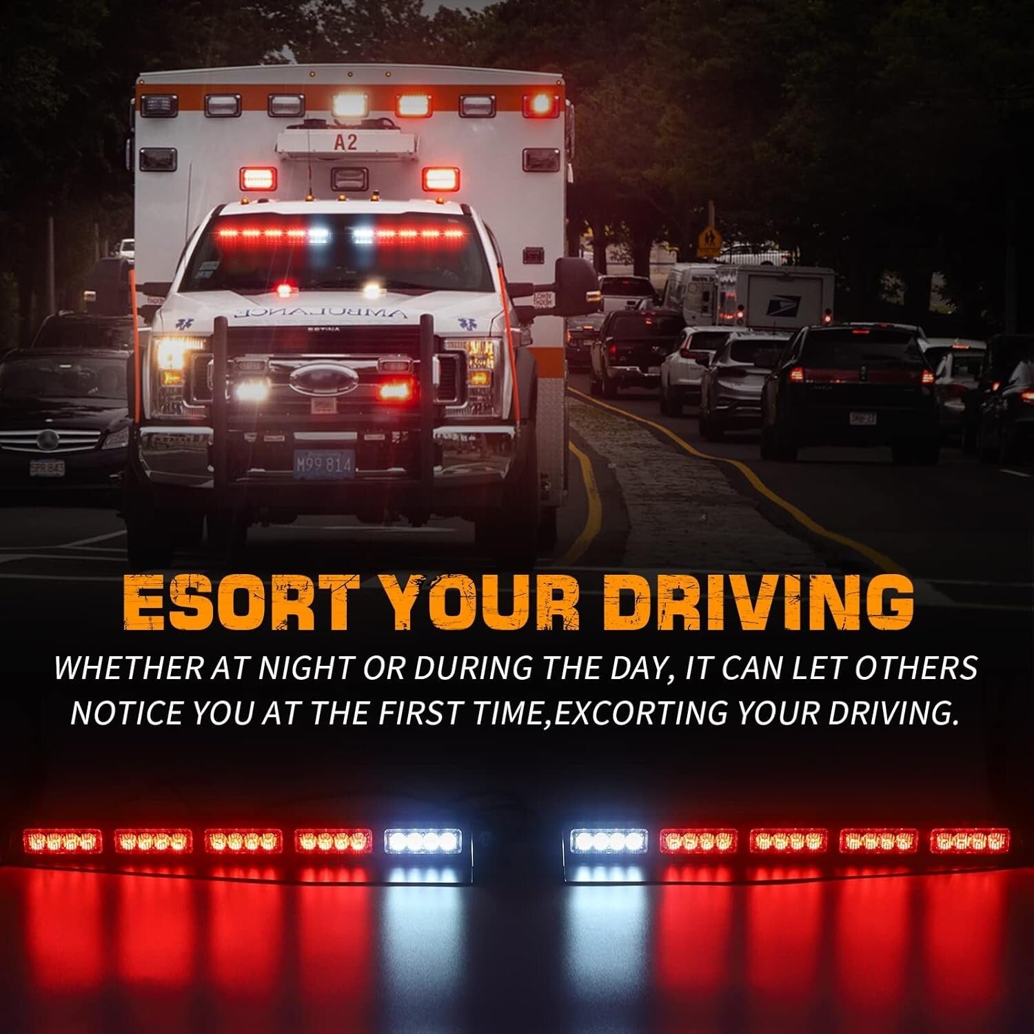 Durable 2x17 Inch LED Warning Safety Lights Bar for Trucks & Emergency Vehicles