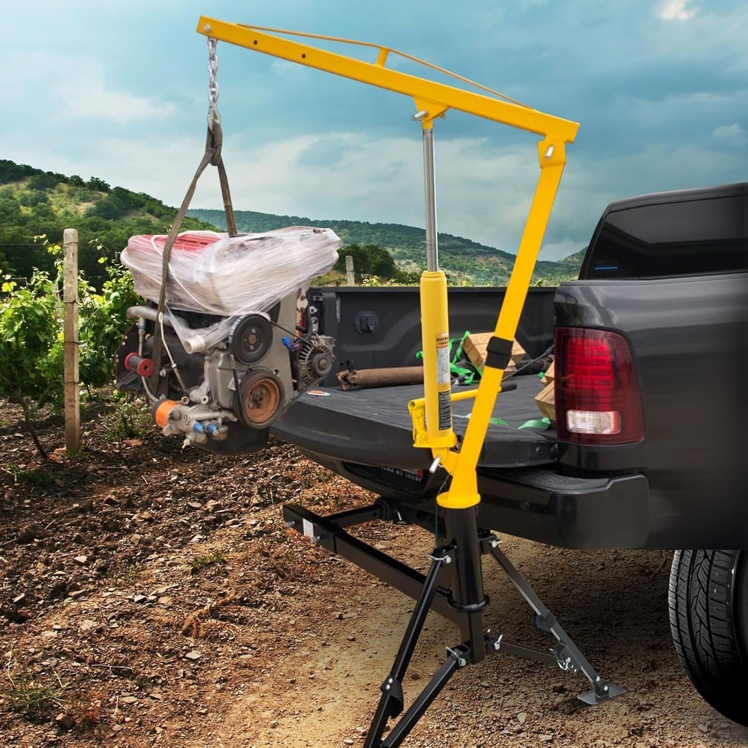 360-Degree Swivel Receiver Hitch Crane - Multiple Boom Capacities Available