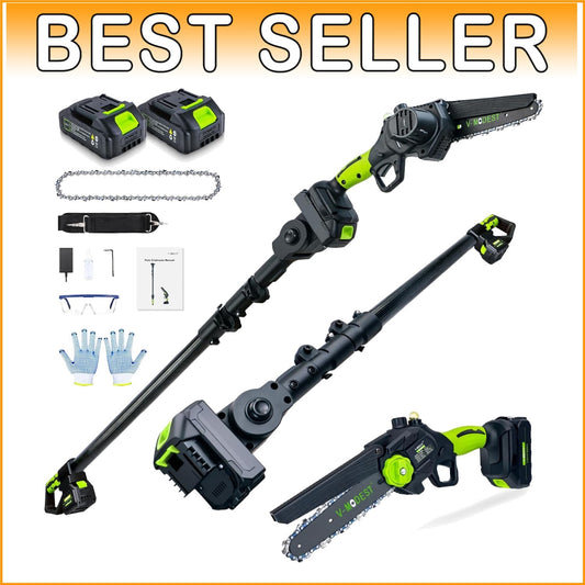 Efficient 6-Inch Battery-Powered Pole Saw with Auto Lubrication & Dual Batteries