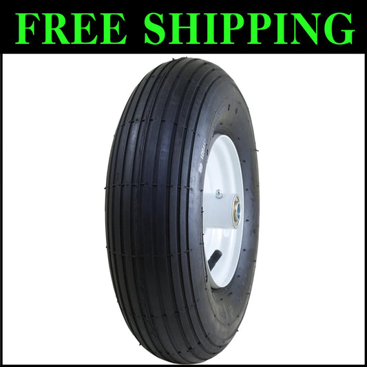 13 Inch Pneumatic Wheelbarrow Tire with 5/8 Ball Bearings for Year-Round Use