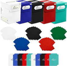 Load image into Gallery viewer, 5-Piece Trading Card Holder Set: Deck Box, Sleeves &amp; Dividers - Modern Design