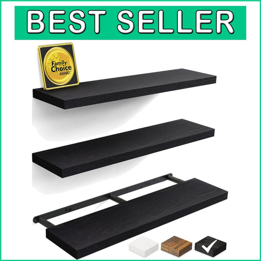 Elegant Wall-Mounted Rustic Floating Shelves - 36 in for Bedroom & Living Room