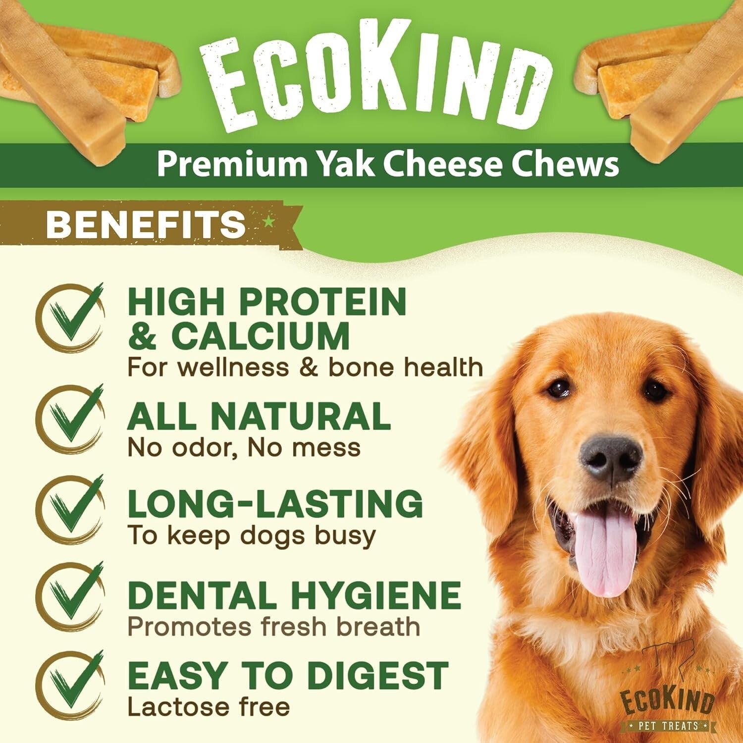 Delicious Odorless Yak Cheese Dog Chews - Perfect for Medium Breeds - 6 Count