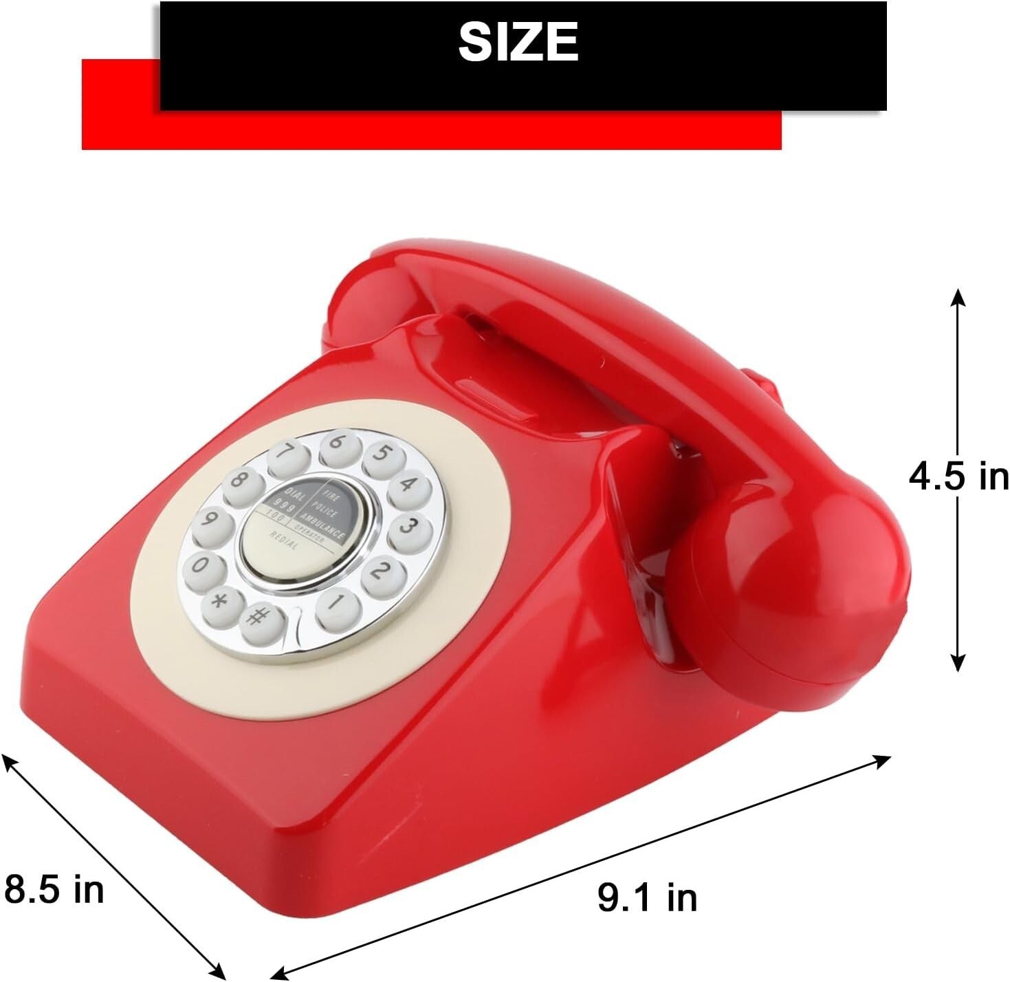 Classic Retro Corded Phone with Push-Button Dial - Perfect for Home or Office