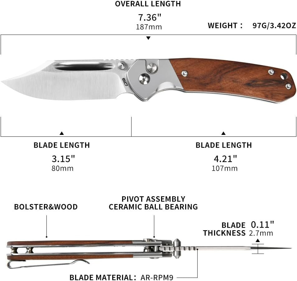 High-Performance Bowie Pyrite Knife - 3.15'' Clip Point Blade for Hunters