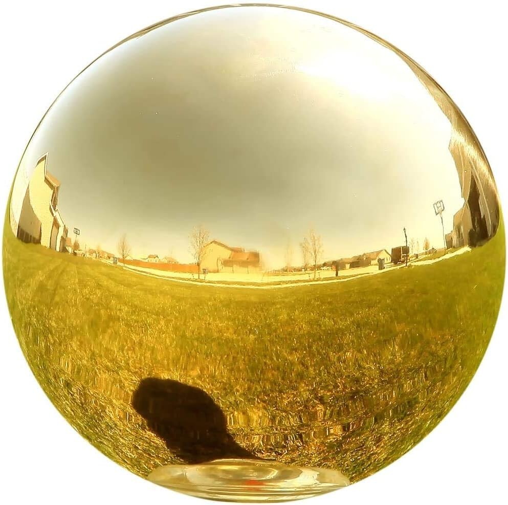 Captivating 10” Shiny Gold Mirror Ball - Reflective Stainless Steel for Gardens